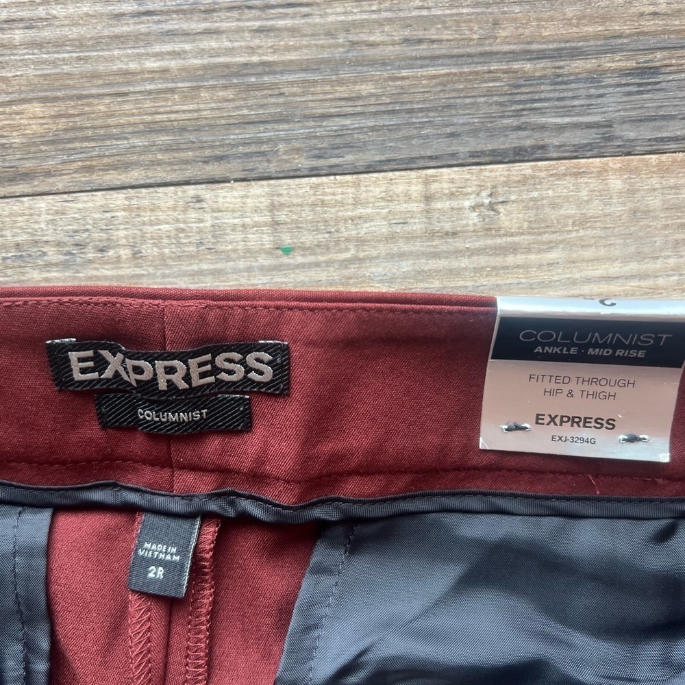 Express Columnist Womens Fitted Rust Ankle Mid Rise Dress Pants Sz 2R NWT - Picture 6 of 9